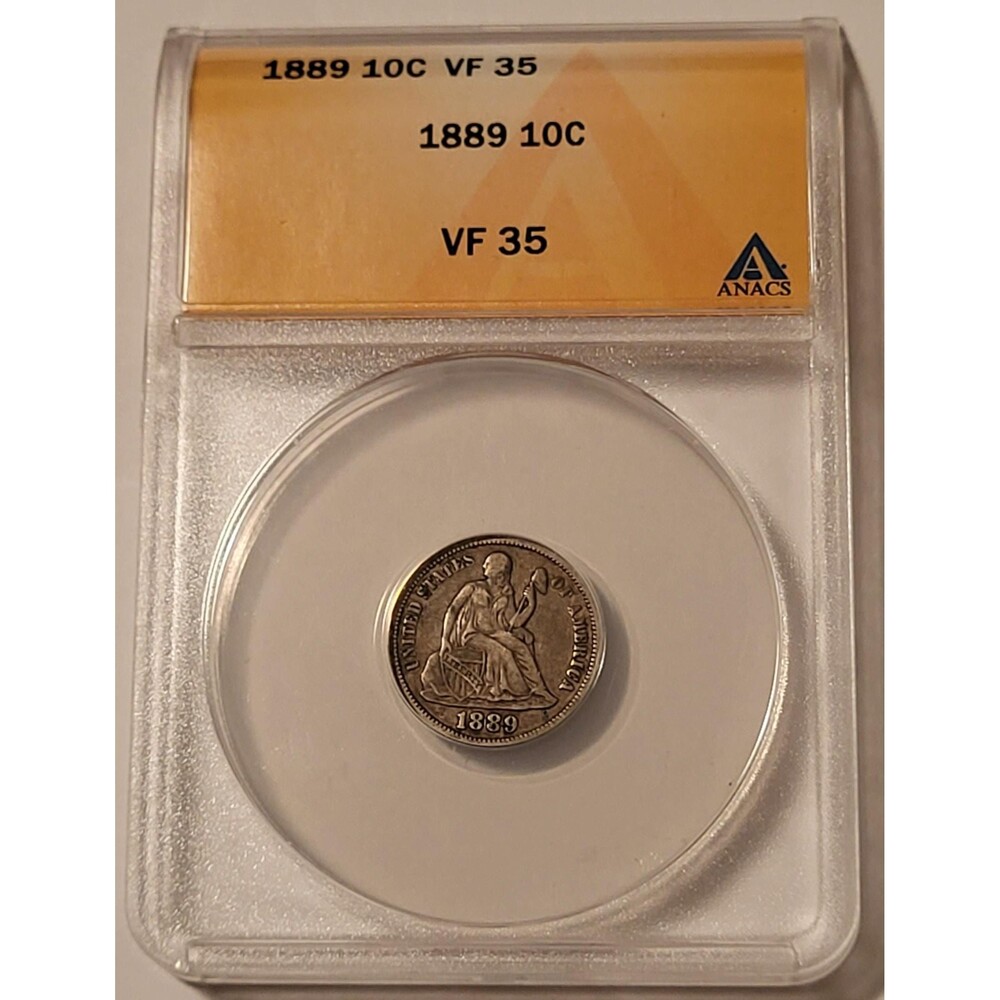 1889 Seated Liberty Dime VF35 ANACS Toned